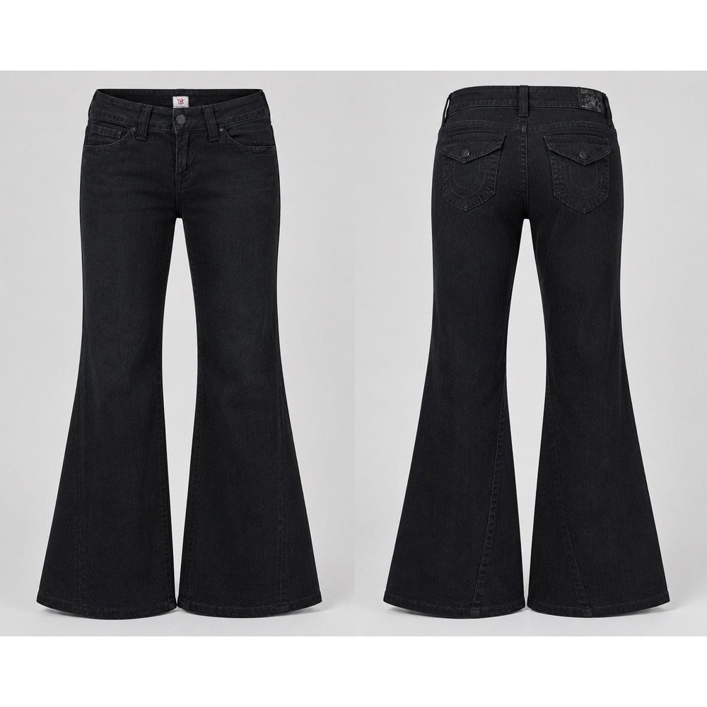 TRUE RELIGION JOEY jeans womens 32 Flare wide leg black twisted